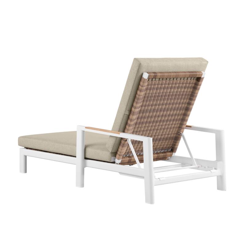 Arlo Teak & Wicker Aluminum Dual-Use Outdoor Chaise Lounge (Set of 2)