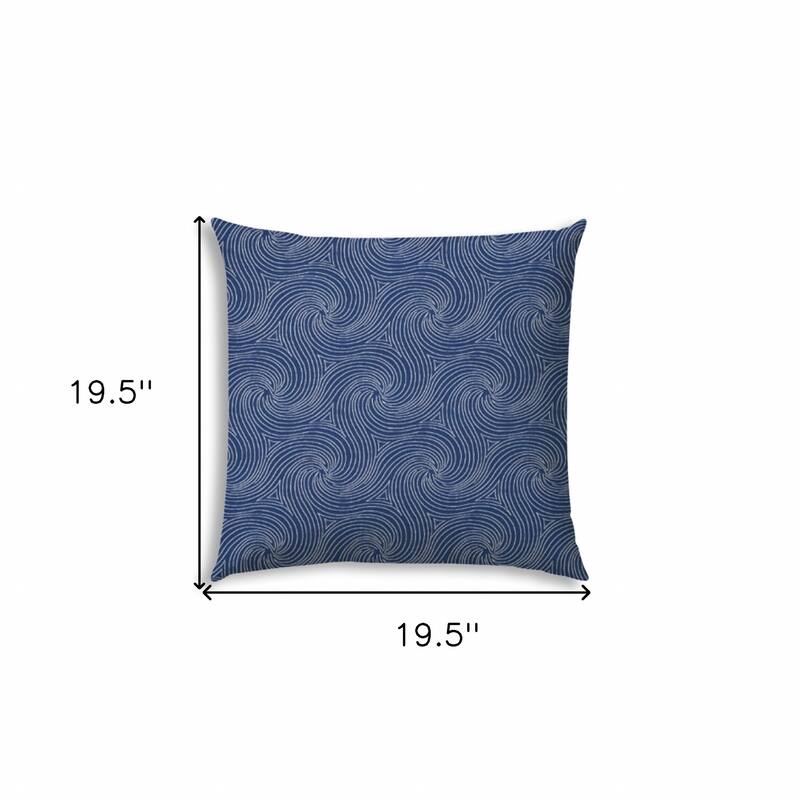 HomeRoots 20" Blue and White Swirl Indoor Outdoor Throw Pillow Cover - 19.5' X '19.5' X '0.25