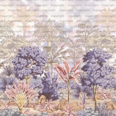 Pastel Tropical Forest Wallpaper Mural Purple Pink Foliage
