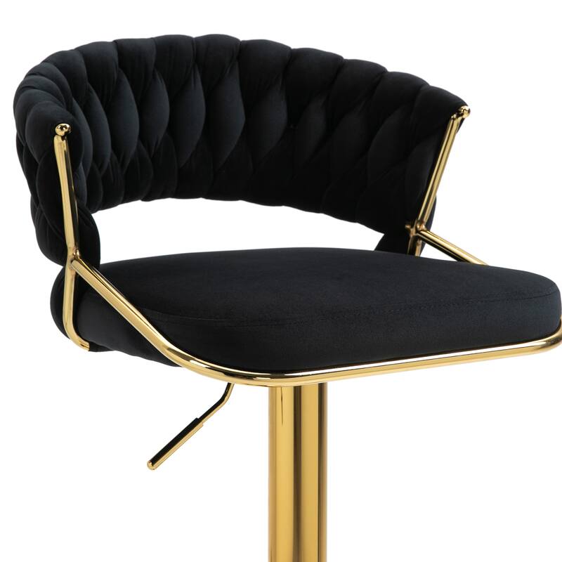 Set of 2 Bar Stool Adjustable Height with Swivel Seat