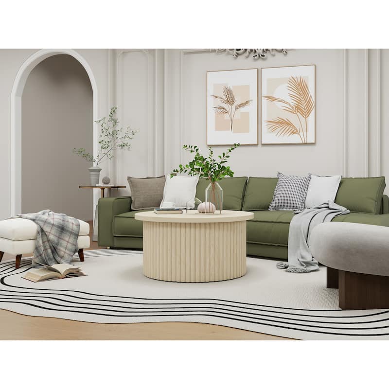 GDF Studio - Modern Metal Base Round Coffee Table with Flip-Top Storage