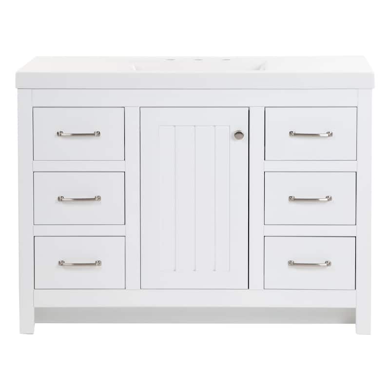 Chamiree 48.5" Bathroom Vanity With Cabinet, 6 Drawers, and White Sink Top