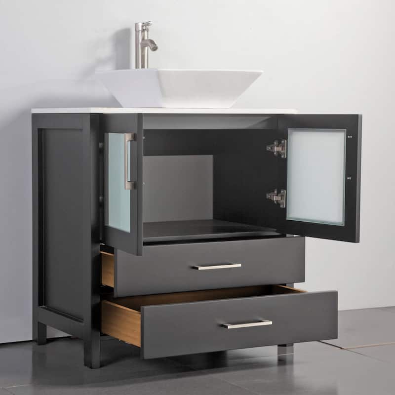 Vanity Art 30-inch Single Sink Bathroom Vanity Set With Engineered Marble Top and Free Mirror - 30 x 18.5 x 36 Inches