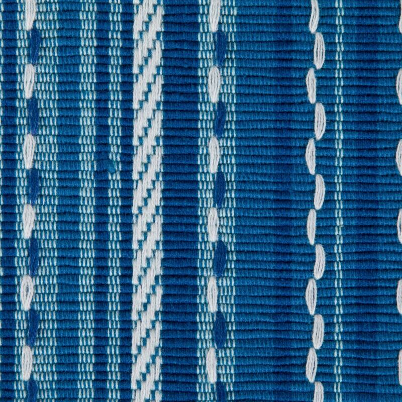 DII Blue Tonal Stripe With Fringe Table Runner