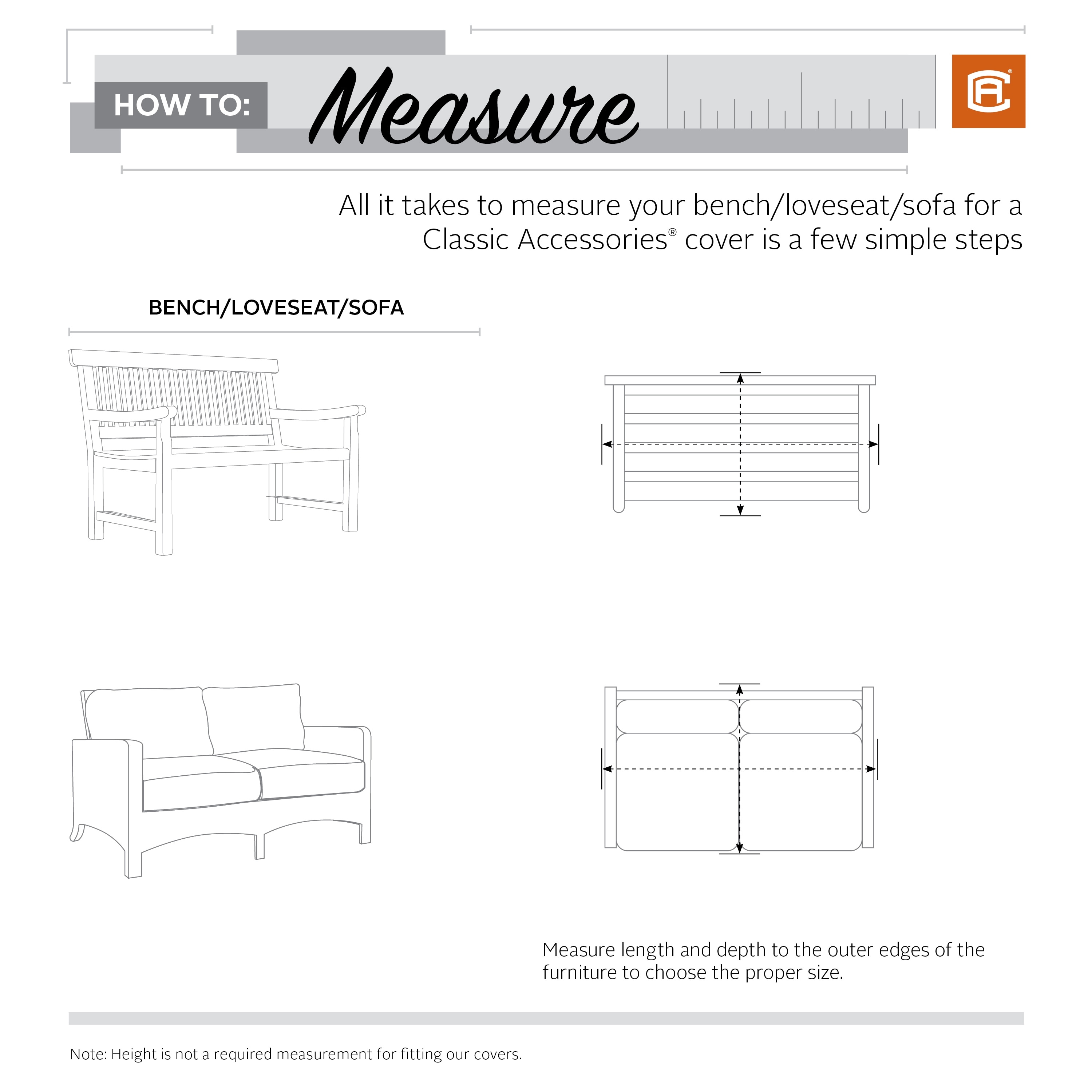 Classic Accessories Ravenna Water Resistant 104 Inch Patio Sofa Loveseat Cover