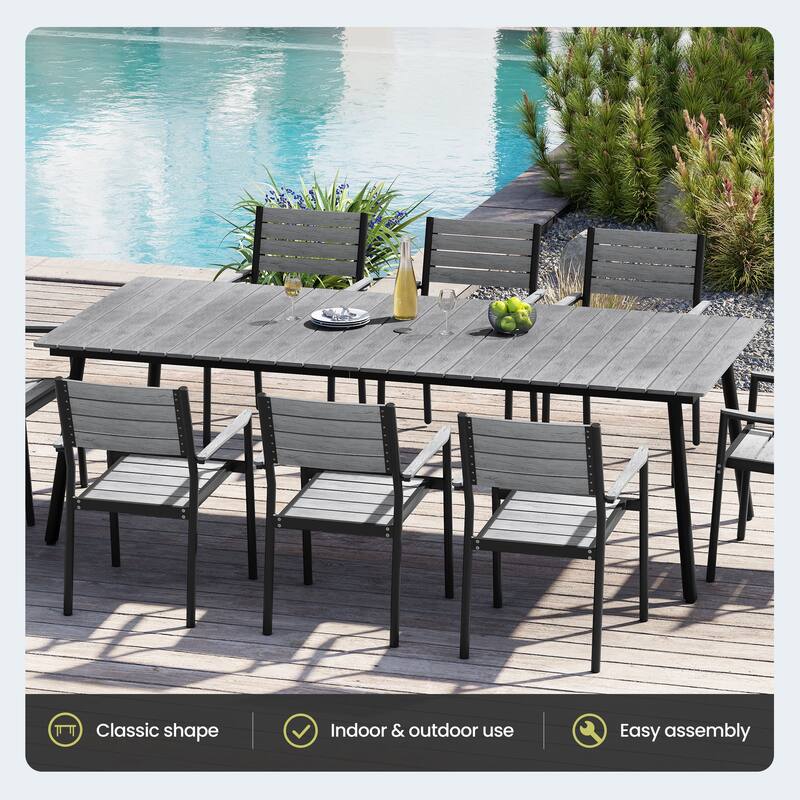 9-Piece Aluminum Outdoor Patio Dining Set with Umbrella Hole and Stackable Chairs