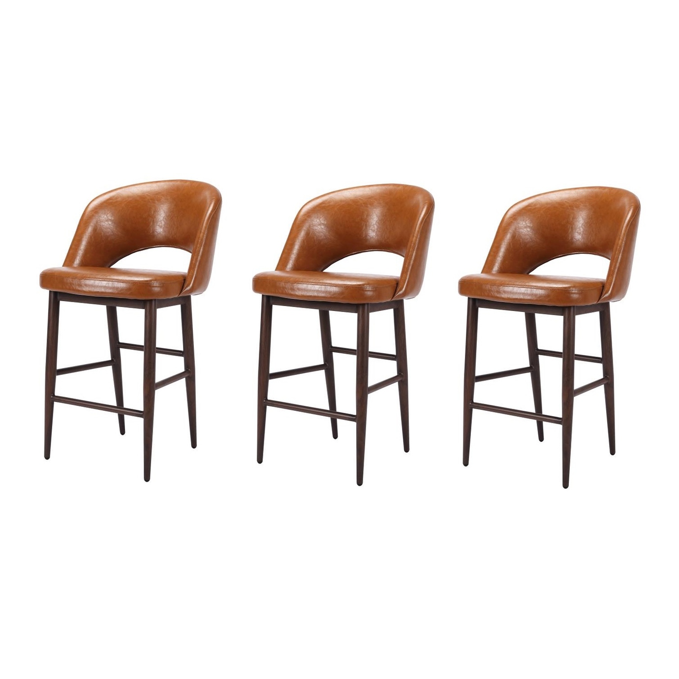 Faux leather bar stools set of 3 2025