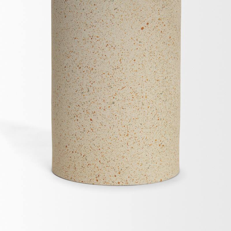 Qamra Medium Beige Textured Metal Pillar Candle Holder Candle Holder - 3.5 x 3.5 x 11