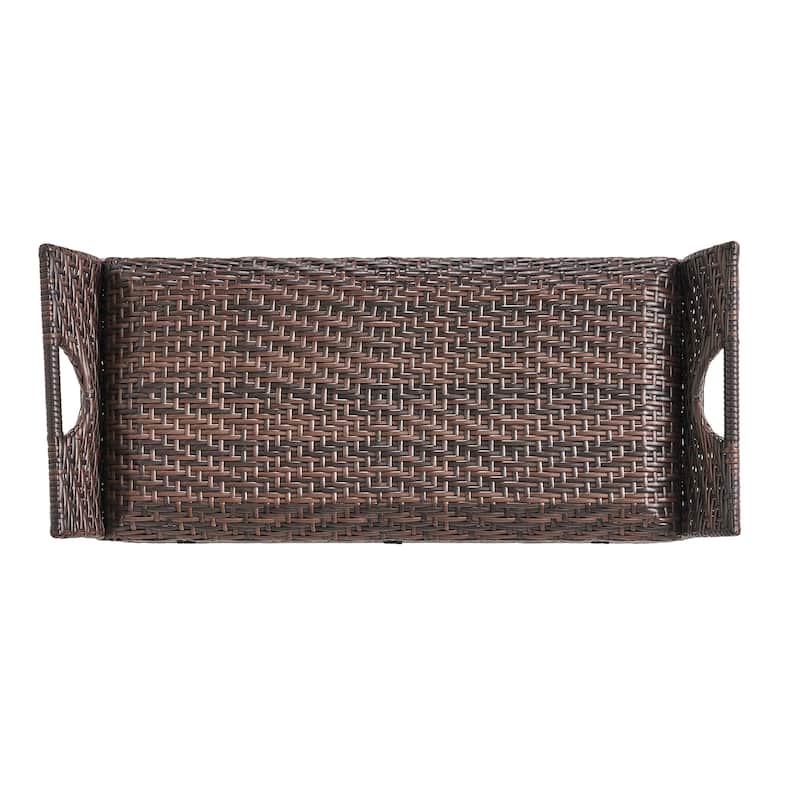 Roomfitters Outdoor Storage Bench, All-Weather Rattan Patio Deck Box with Lid for Garden or Porch, Brown