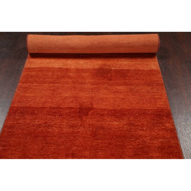 Striped Contemporary Oriental Gabbeh Kashkoli Runner Rug Wool Handmade - 3'1" x 16'6"