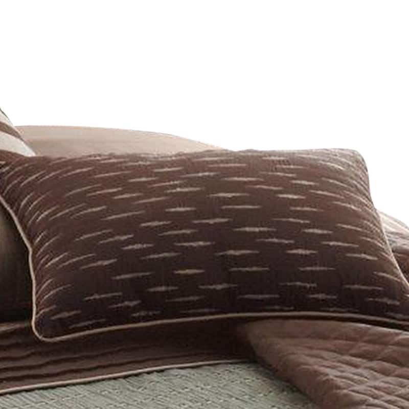 7 Piece King Polyester Comforter Set with Pleats and Texture, Gray and Brown