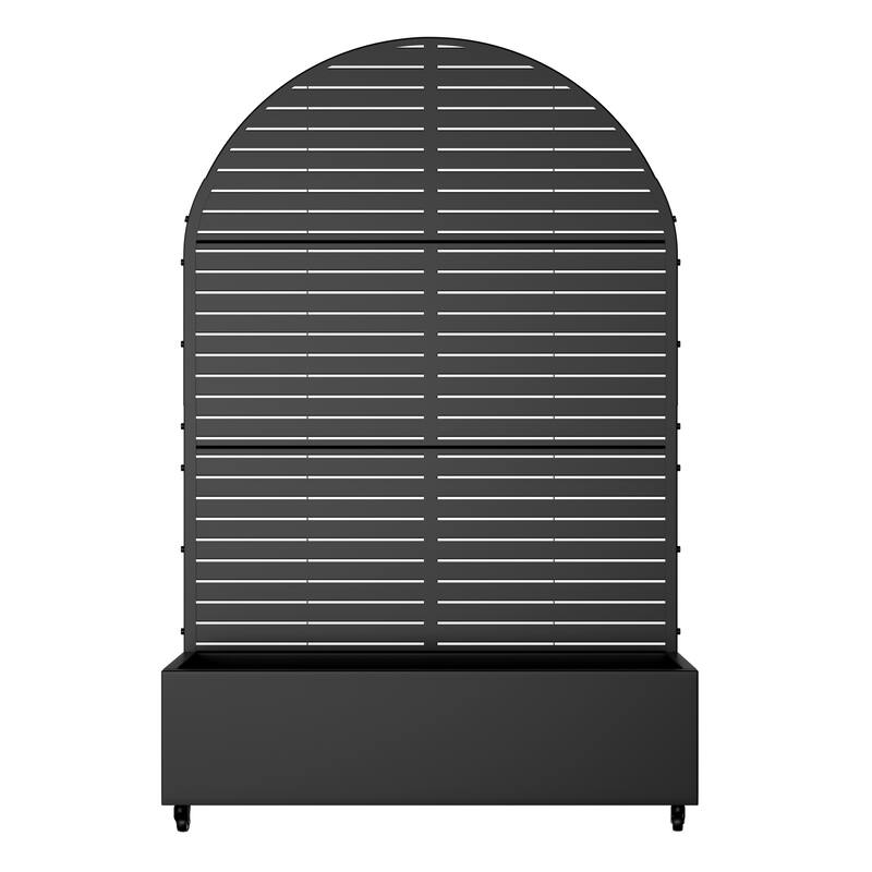 Metal Movable Planter Box with Trellis Privacy Screen Planter Box with Lockable Wheels