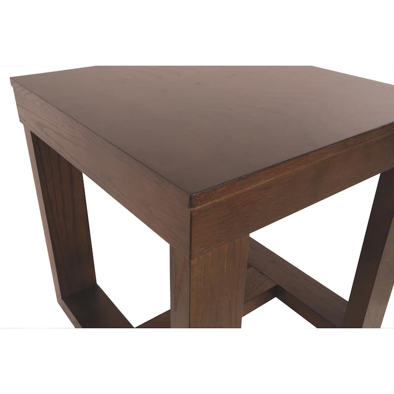 24.13 in. Brown Square Wood End Table, Sturdy Build End Side Table for Living Rooms