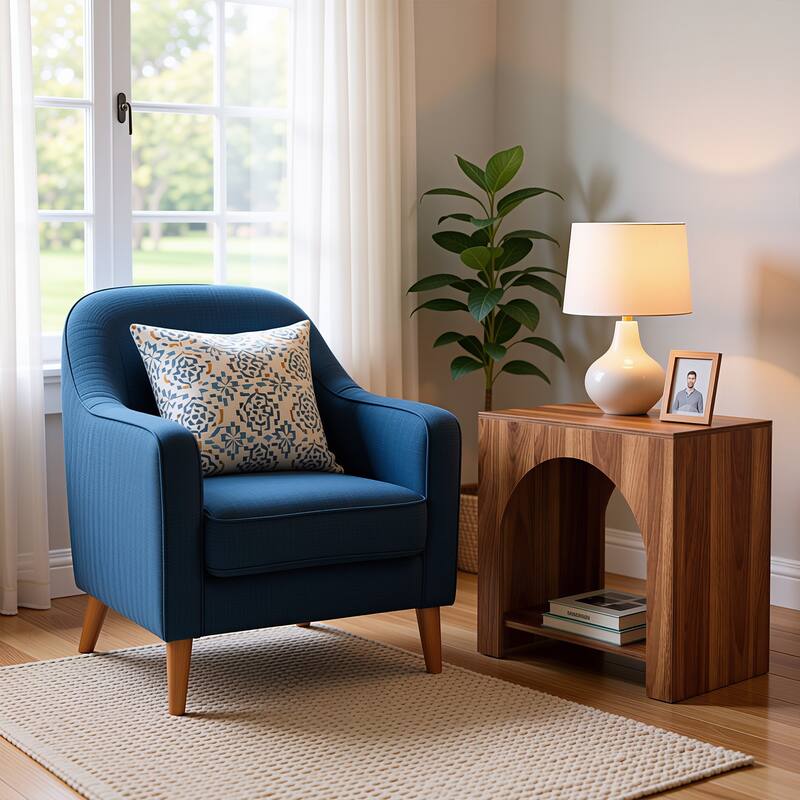 Farmhouse Side Table with Storage, Large Wooden Pedestal End Table