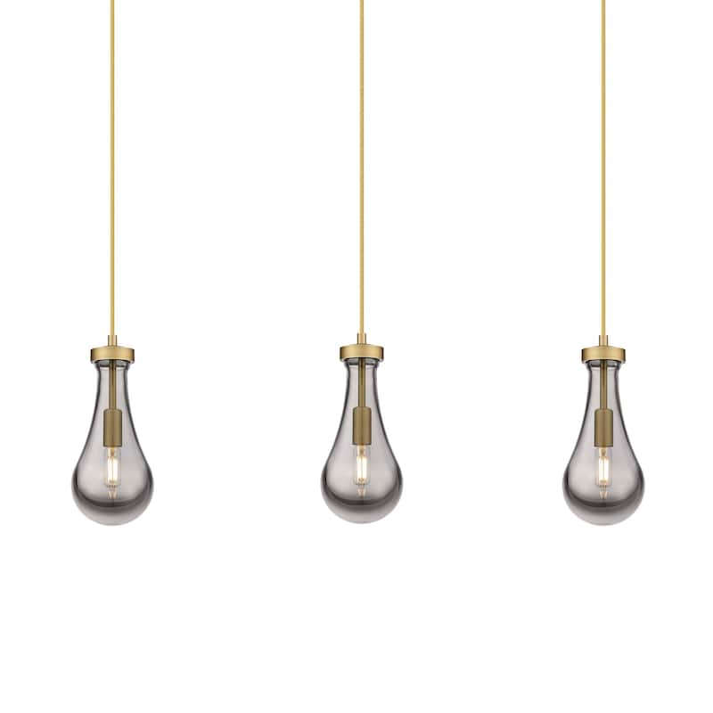 Innovations Lighting 123-451-1P-12-37 Owego Pendant Owego 3 Light 37" - Brushed Brass / Light Smoke