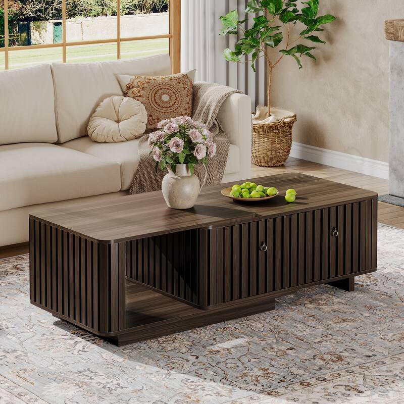 43"-65" Modern Extendable Coffee Table with 2 Drawers - 23.6" W x 43" L x 16.7" H