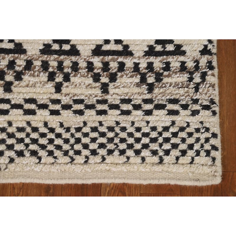 Geometric Moroccan Indian Foyer Rug Hand-Knotted Wool Carpet - 2'0"x 3'0"