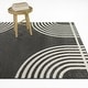 preview thumbnail 1 of 3, Ferry Arched Mid-Century Modern Area Rug 5'3" x 7' - Black/White