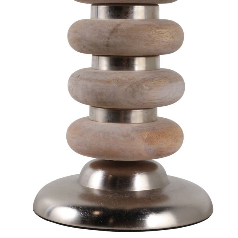Candle Holder - Pillar with Wood Ring Base