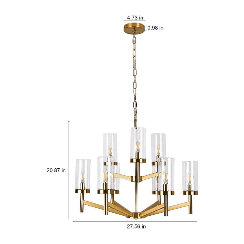 9 - Light Dimmable Tiered Chandelier - N/A