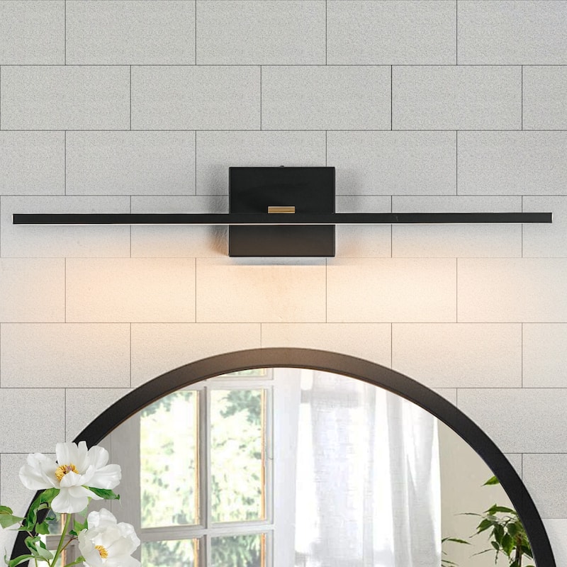 Minimalist Linear LED Vanity Light Dimmable Wall Sconce Light Bar - Black Gold-1