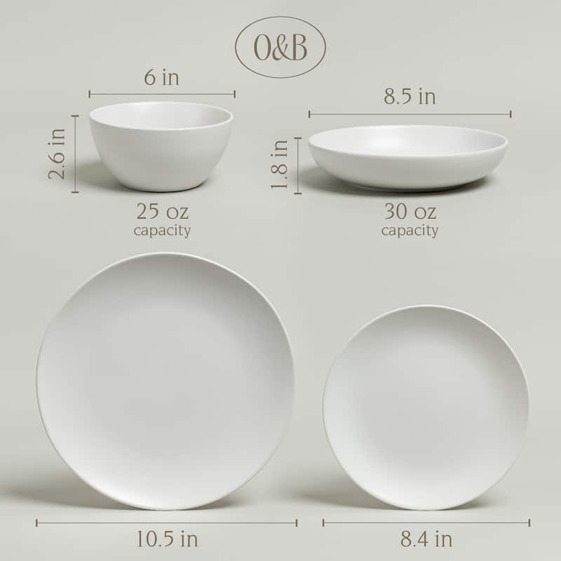 over&back Coupe Semi-Matte Stoneware Dinnerware Set