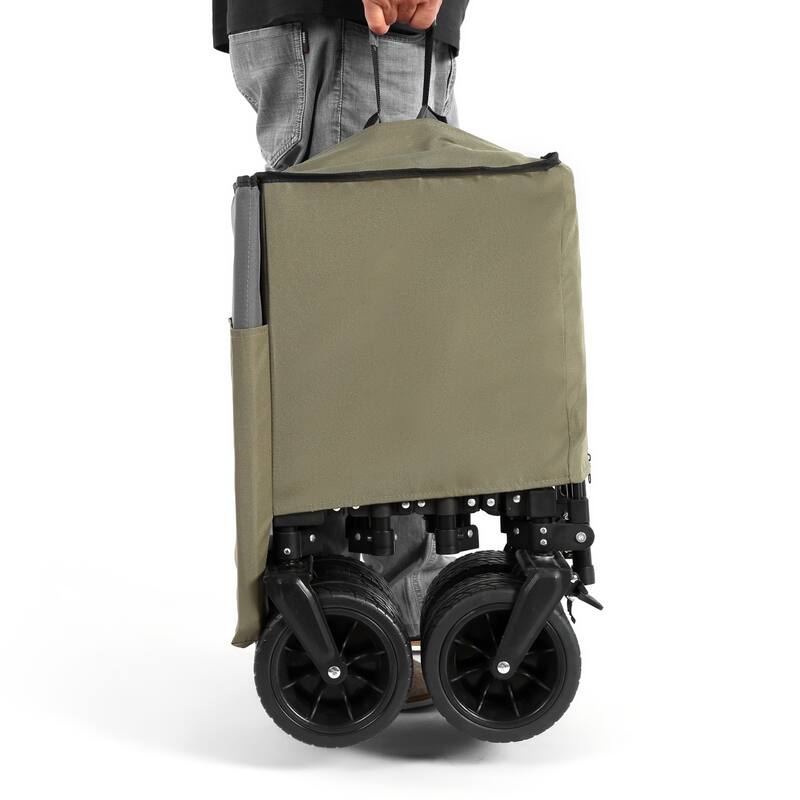 Foldable Wagon with All-Terrain Wheels & Drink Holders, 220lb Capacity