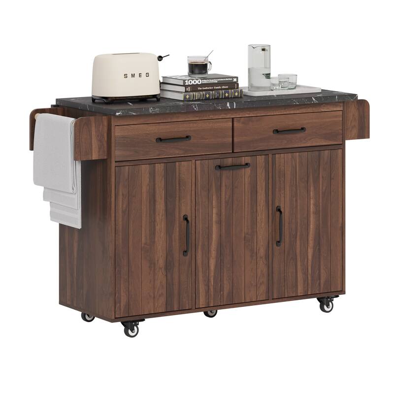 Kitchen Island with Trash Can Storage Cabinet by Harper&Bright Designs