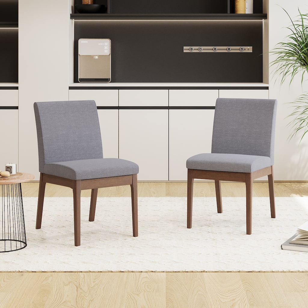 Roomfitters Modern Upholstered Dining Chairs with Solid Wood Legs and Fabric Seat, Set of 2