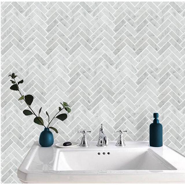 12"x12"x0.38" Marble Mosaic Decorative Floor and Wall Tile