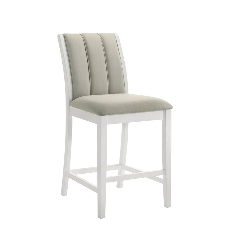 Nolan 26 in. Dark Roast Counter Height Rubberwood Barstool with Grey Fabric Seat - Set of 2