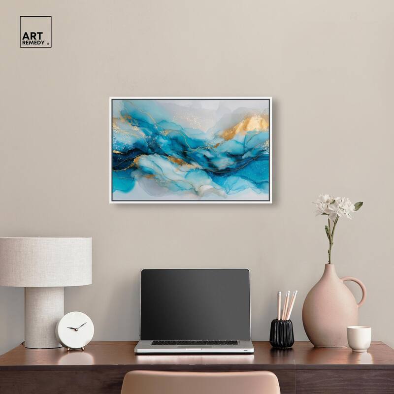 Ethereal Blue and Gold Canvas by Art Remedy