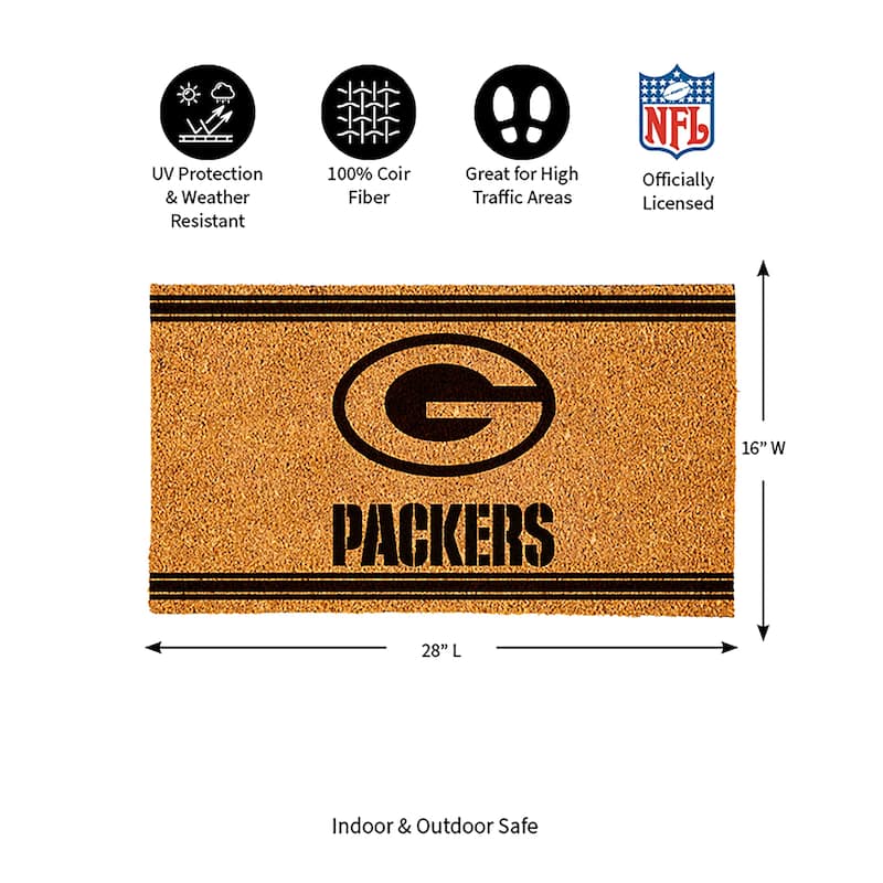 Green Bay Packers Monochrome Indoor/Outdoor Coir Door Mat