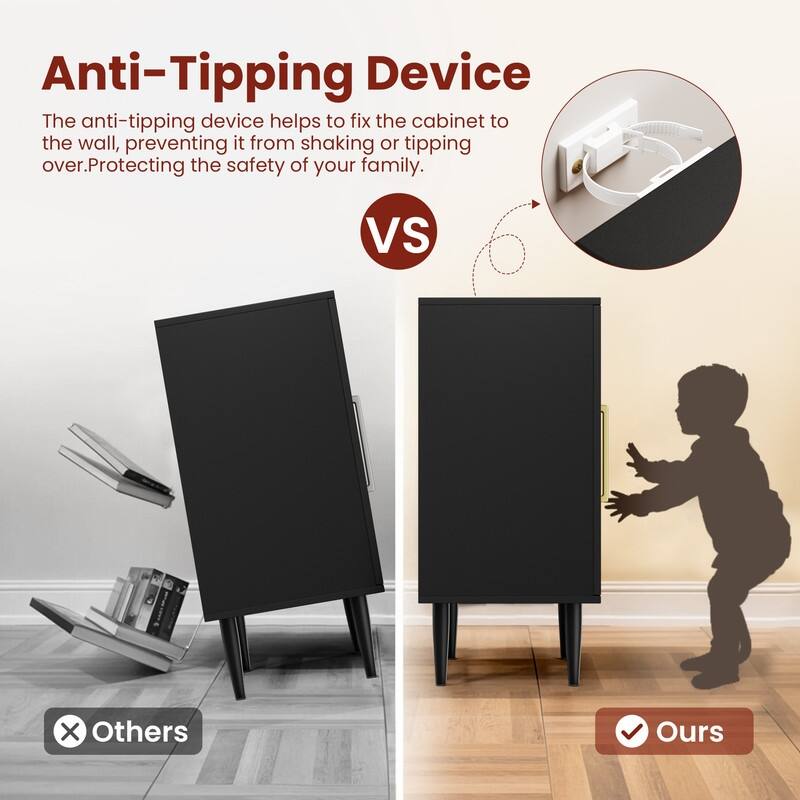 30'' Black Buffet Cabinet, Free Standing Sideboard With Storage