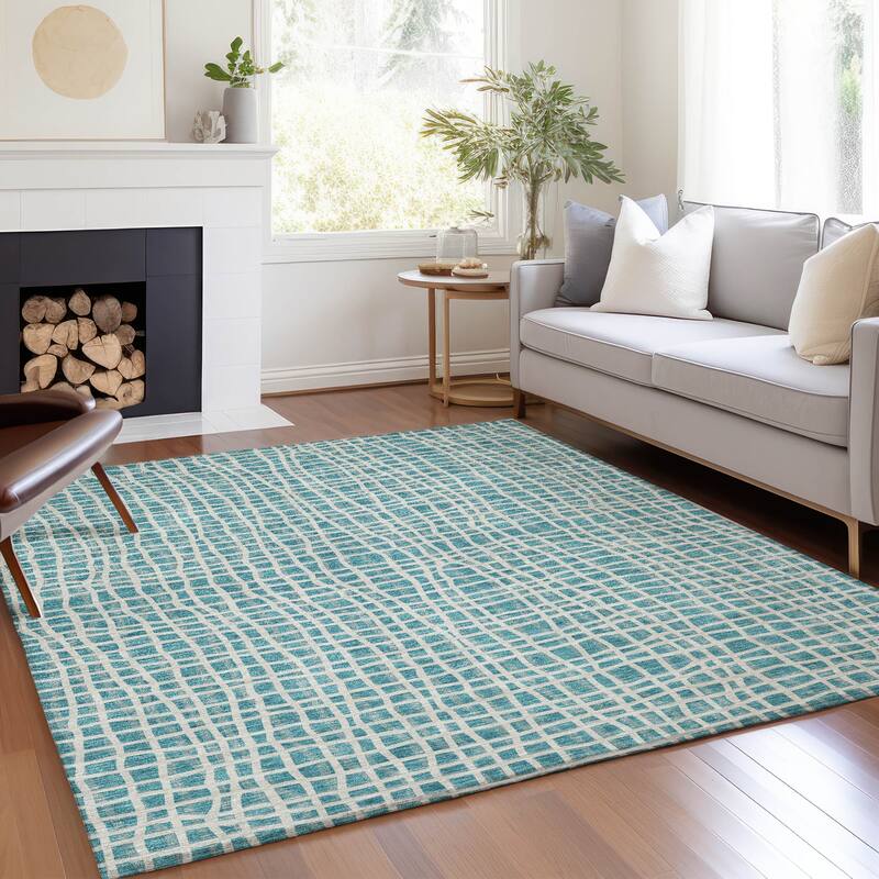 Machine Washable Indoor/ Outdoor Chantille Abstract Modern Rug
