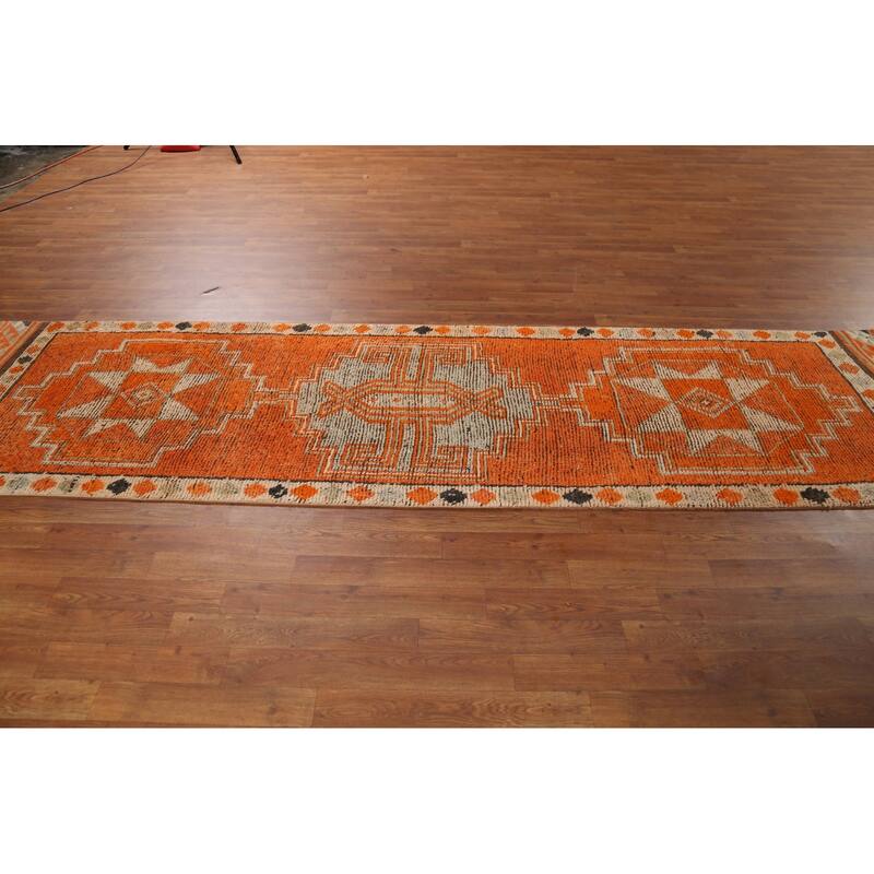 Anatolian Oriental Vintage Runner Rug Handmade Wool Carpet - 2'11"x 11'2"