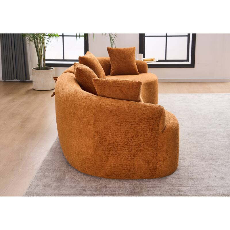 Modular Curved Sectional Sofa, Full Compression 4-Seater Foam Couch, Chenille Boneless Cloud Sofa for Living Room, Bedroom