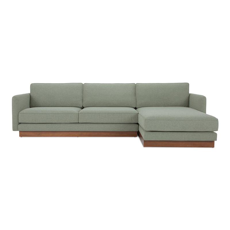 NADAAL STUDIOS Indigo, Sectional With Walnut Base - 112"W x63"D x30.7"H - Sage - Right Facing
