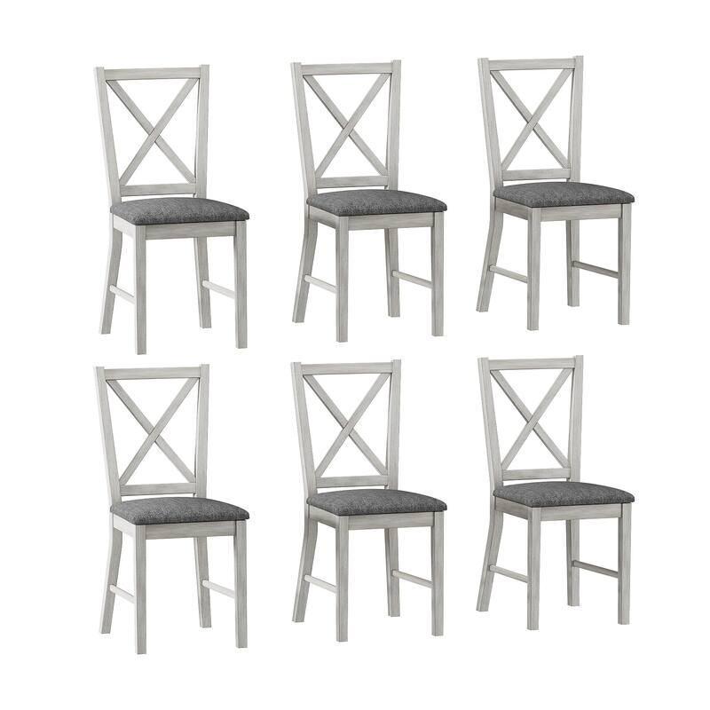 Javlergo Farmhouse Dining Chairs Set of 2/4/6, Kitchen Chairs with Square Back, 100% Solid Wood Legs Side Chairs - Set of 6 - Grey