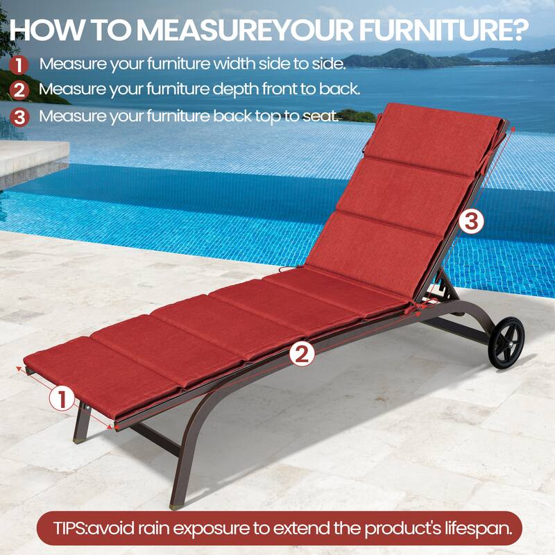 Pellebant Outdoor Patio Chaise Lounge Cushion Lounger Pad