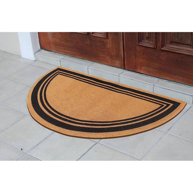A1HC Natural Coir Flock Door Mat for Front Door, Anti-Shed Treated Doormat