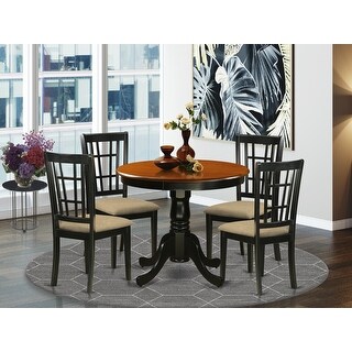 5-Piece Dining Set Including 1 Round Table with 4 Chairs Finished in