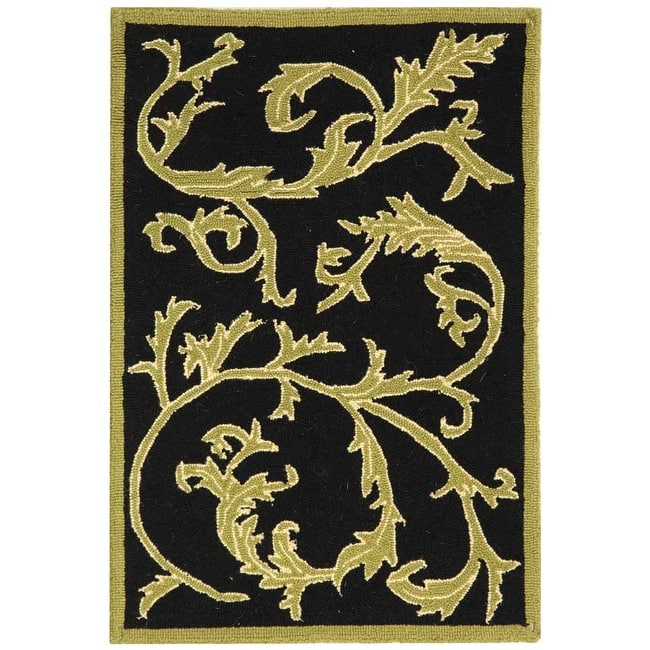 SAFAVIEH Handmade Chelsea Smita French Country Wool Rug - 1'8" x 2'6" - Black