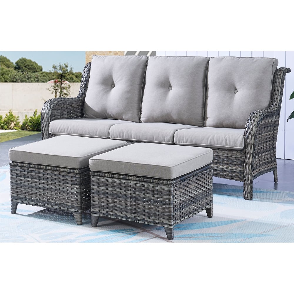 Gymojoy Outdoor Rattan Wicker Sectional Sofa Set with Ottomans