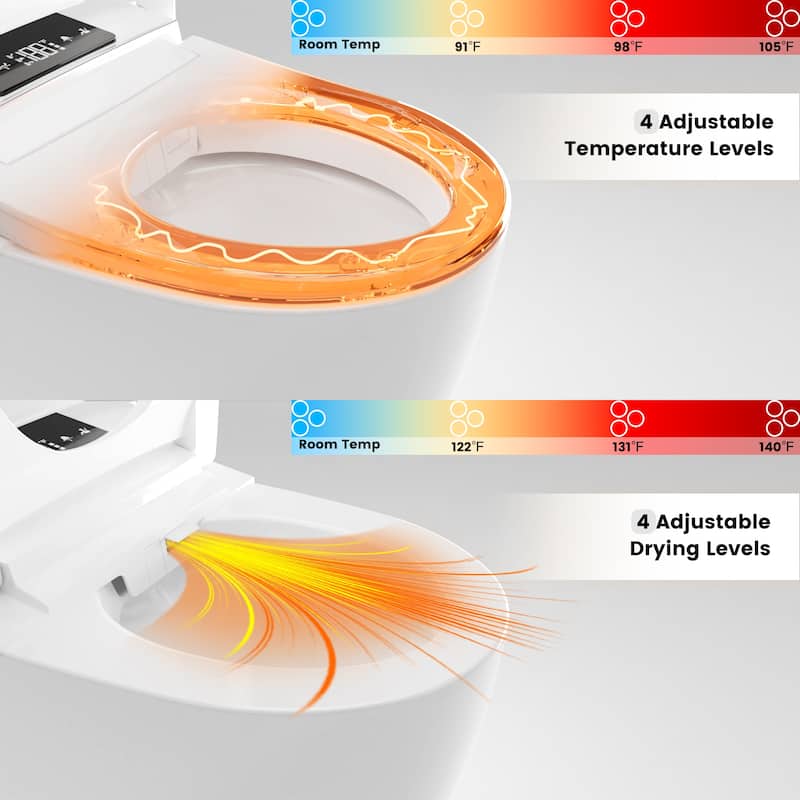 Smart Toilet with UV Sterilization, Dual Nozzles, Radar Sensor, Quiet Closing, Heated Seat, Night Light