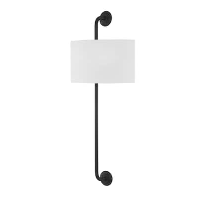 Daylon - 1 Light Wall Sconce - Forged Iron Frame - White Shade