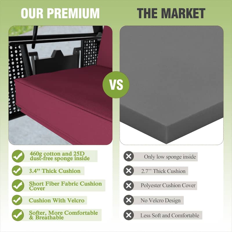 VEIKOUS 3-Seat 2-in-1 Convertible Patio Porch Swing with Adjustable Canopy Swing and Cushion