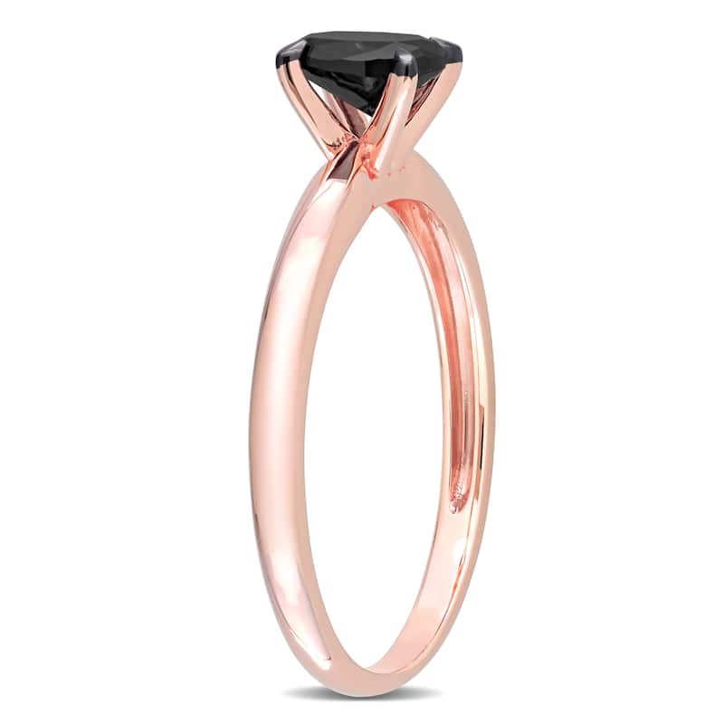 Miadora 1/2ct TDW Oval-cut Black Diamond Solitaire Engagement Ring in 14k Rose Gold