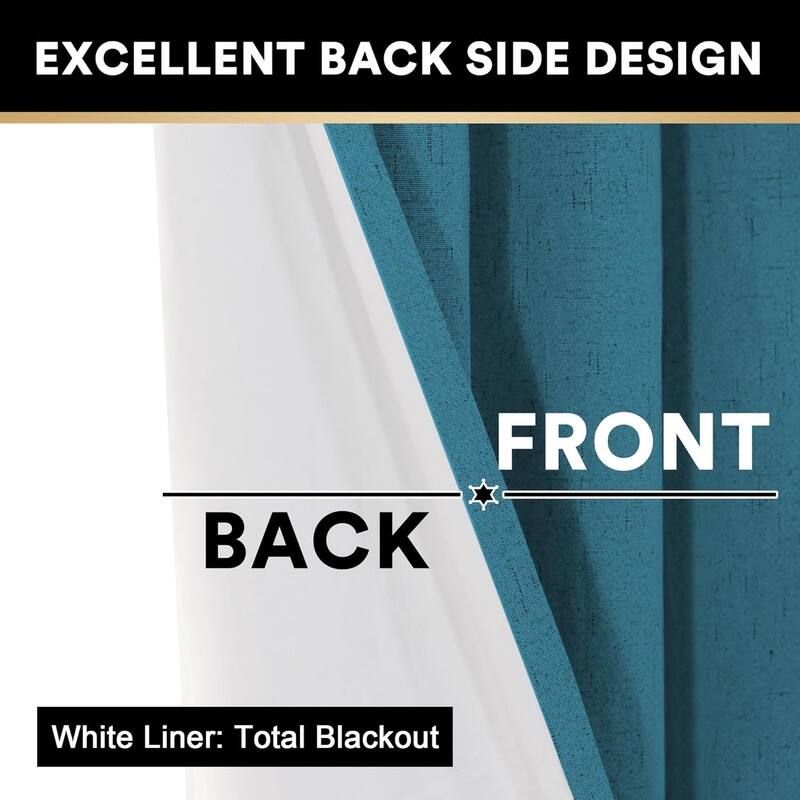 Blackout Linen Curtains for Bedroom Full Blackout Curtains 84 Inches