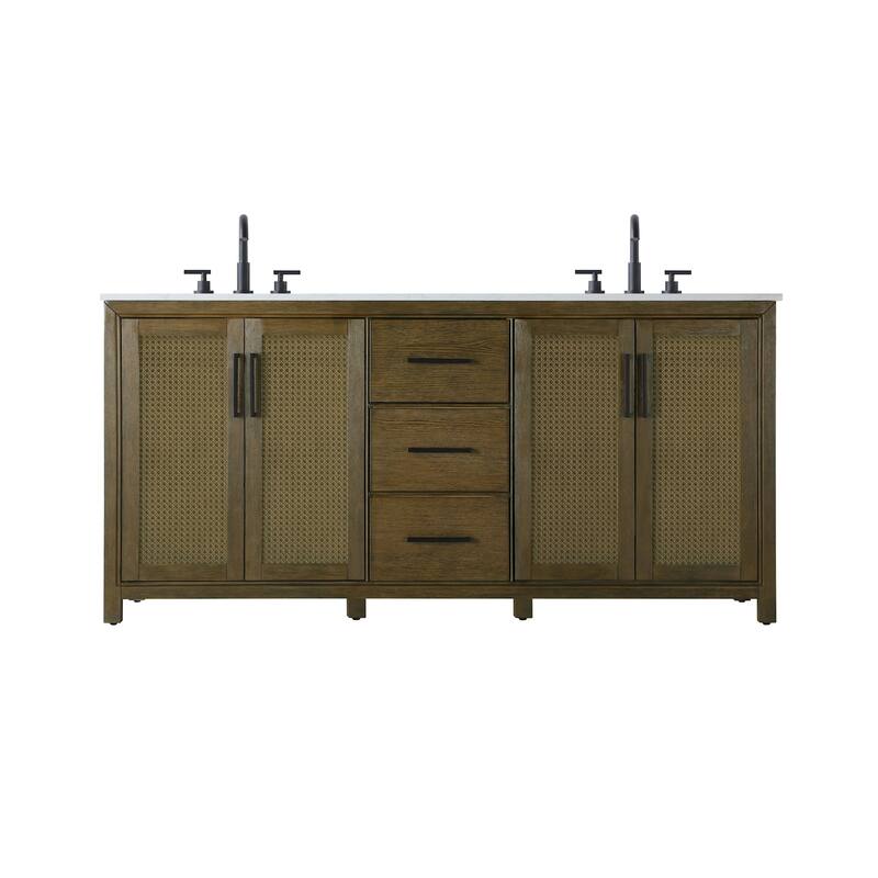 Elegant Lighting VF29572D Alina 72" Free Standing Double Basin Vanity - Hazel Oak - Oak Finish
